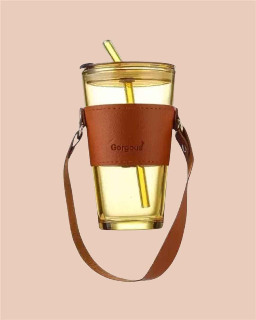 Glass Tumbler with Glass Straw and Lid